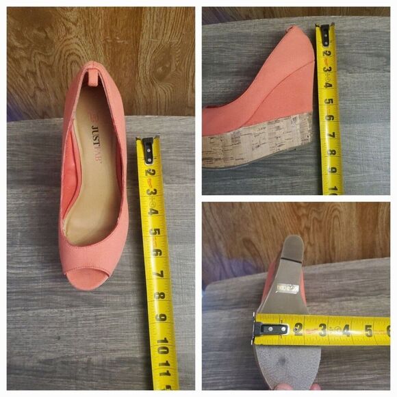 Just Fab Platform Wedge Peep Toe Shoes Pink Womens Size 6 - Picture 11 of 11